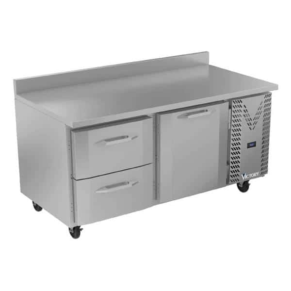 Victory Refrigeration VWRD67HC-2 67.13'' 1 Door 2 Drawer Counter Height Worktop Refrigerator with Front Breathing Compressor - 18.9 cu. ft. Victory Refrigeration VWRD67HC-2 67.13'' 1 Door 2 Drawer Counter Height Worktop Refrigerator with Front Breathing Compressor - 18.9 cu. ft.