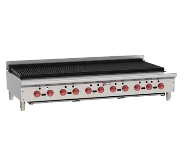 Wolf ACB60 62.13" Gas Countertop Medium Duty Radiant Charbroiler with Infinite Control - 187,000 BTU
