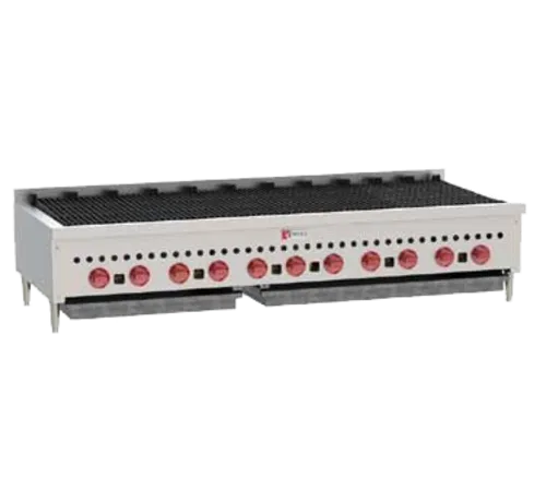 Wolf SCB60 60" Gas Countertop Standard Duty Radiant Charbroiler with Manual Control - 159,500 BTU
