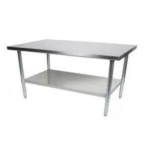 WORK TABLE, 24" X 48", 304 STAINLESS STEEL (16 GAUGE), W/ UNDERSHELF, ADJUSTABLE LEGS, HEAVY DUTY