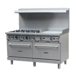 Admiral Craft BDGR-6024G/NG Restaurant Gas Range, 60" W with 6 Burners (1) 24" Griddle and (2) Standard Ovens - 280,000 BTU