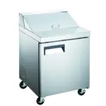 Admiral Craft GRSL-1D 27.5'' 1 Door Counter Height Refrigerated Sandwich / Salad Prep Table with Standard Top