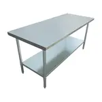 Admiral Craft WT-3072-E Work Table, 18 Gauge Stainless Steel Top with Galvanized Steel Undershelf and without Backsplash - 72"W x 30"D