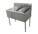Advance Tabco 4-42-60 Square Corner Kitchen Sink, (2) Two Compartment, 16 Gauge Stainless Steel Construction with Galvanized Steel Legs and without Drainboard - 60" W