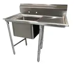 Advance Tabco 9-21-20-18R Commercial Sink, (1) One Compartment, 18 Gauge Stainless Steel Construction with Stainless Steel Legs and With Right-hand Drainboard - 44" W