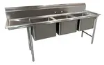 Advance Tabco 93-63-54-24L Commercial Sink, (3) Three Compartment, Construction with and - 88.38" W