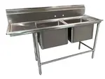 Advance Tabco 94-2-36-36L Commercial Sink, (2) Two Compartment, 14 Gauge Stainless Steel Construction with Stainless Steel Legs and With Left-hand Drainboard - 76" W