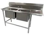 Advance Tabco 94-2-36-36R Commercial Sink, (2) Two Compartment, 14 Gauge Stainless Steel Construction with Stainless Steel Legs and With Right-hand Drainboard - 76" W