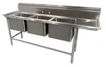Advance Tabco 94-63-54-24R Commercial Sink, (3) Three Compartment, Construction with and - 910" W