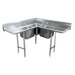 Advance Tabco 94-K5-11D Commercial Sink, (3) Three Compartment, 16 Gauge Stainless Steel Construction with Stainless Steel Legs and with 2 Drainboards - 42" W