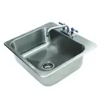 Advance Tabco DI-1-208 18 Gauge Type 304 Stainless Steel 20" x 16" x 8" 1 Compartment Drop-In Sink / Deck Mounted 8" Swing Spout Faucet