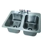 Advance Tabco DI-2-10 18 Gauge Type 304 Stainless Steel 10" x 14" x 10" 2 Compartment Drop-In Sink / Deck Mounted 8" Swing Spout Faucet