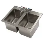 Advance Tabco DI-2-10-EC-X 16 Gauge Type 304 Stainless Steel 10" x 14" x 10" 2 Compartment Drop-In Sink / Deck Mounted 8" Swing Spout Faucet