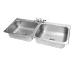 Advance Tabco DI-2-208 18 Gauge Type 304 Stainless Steel 20" x 16" x 8" 2 Compartment Drop-In Sink / Deck Mounted 8" Swing Spout Faucet
