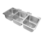 Advance Tabco DI-3-1612 18 Gauge Type 304 Stainless Steel 16" x 20" x 12" 3 Compartment Drop-In Sink / Deck Mounted 12" Swing Spout Faucets
