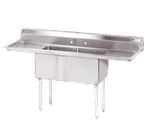 Advance Tabco FE-2-2424-24RL-X Lite" Series Fabricated NSF Sink, (2) Two Compartment, 18 Gauge Stainless Steel Construction with Galvanized Steel Legs and with 2 Drainboards - 96" W