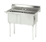 Advance Tabco FE-2-2424-X Lite" Series Fabricated NSF Sink, (2) Two Compartment, 18 Gauge Stainless Steel Construction with Galvanized Steel Legs and without Drainboard - 53" W