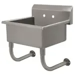 Advance Tabco FS-WM-2721 Commercial Sink, (1) One Compartment, 14 Gauge Stainless Steel Construction with Stainless Steel Tubular Wall Supports and without Drainboard - 27" W