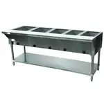 Advance Tabco HF-5G-NAT Open Base Hot Food Steam Table with (5) 12" x 20" Hot Food Wells, Natural gas - 17,500 BTU