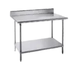 Advance Tabco KMS-242 Work Table, 16 Gauge Stainless Steel Top with Undershelf, Stainless Steel Legs and 5" Backsplash - 24"W x 24"D x 40.5"H