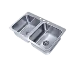 Advance Tabco SS-2-3321-7 Smart Series™ 18 Gauge Type 304 Stainless Steel 14" x 16" x 7-1/2" 2 Compartment Drop-In Sink / Faucet Not Included
