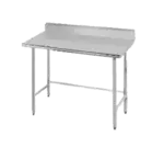 Advance Tabco TKMS-3611 Work Table, 16 Gauge Stainless Steel Top with Open Base, Stainless Steel Legs and 5" Backsplash - 132"W x 36"D x 40.5"H