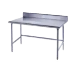 Advance Tabco TSKG-3612 Work Table, 16 Gauge Stainless Steel Top with Open Base, Stainless Steel Legs and 5" Backsplash - 144"W x 36"D x 40.5"H