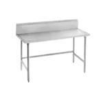 Advance Tabco TVKS-249 Work Table, 14 Gauge Stainless Steel Top with Open Base, Stainless Steel Legs and 10" Backsplash - 108"W x 24"D x 45.5"H
