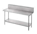 Advance Tabco VKG-2410 Work Table, 14 Gauge Stainless Steel Top with Undershelf, Galvanized Steel Legs and 10" Backsplash - 120"W x 24"D x 45.5"H