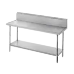 Advance Tabco VKS-3611 Work Table, 14 Gauge Stainless Steel Top with Undershelf, Stainless Steel Legs and 10" Backsplash - 132"W x 36"D x 45.5"H