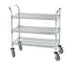 Advance Tabco WUC-1836R-X Open Base Chrome Plated 3 Shelf Utility Cart, with 5" casters - 36"W x 18"D