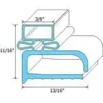 AllPoints Foodservice Parts & Supplies 74-1029 9-7/8" x 21-1/8" Magnetic Refrigerator Door Gasket