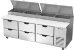 Beverage Air DPD93HC-6 93'' 6 Drawer Counter Height Refrigerated Pizza Prep Table