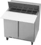 Beverage Air SPE36HC-10C 36'' 2 Door Counter Height Refrigerated Sandwich / Salad Prep Table with Cutting Top