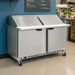 Beverage Air SPE60HC-24M 60'' 2 Door Counter Height Mega Top Refrigerated Sandwich / Salad Prep Table