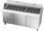 Beverage Air SPE72HC-30M-DS 72'' 3 Door Counter Height Mega Top Refrigerated Sandwich / Salad Prep Table