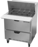 Beverage Air SPED32HC-12M-2 32'' 2 Drawer Counter Height Refrigerated Sandwich / Salad Prep Table with Cutting Top