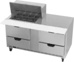 Beverage Air SPED60HC-12M-4 60'' 4 Drawer Counter Height Mega Top Refrigerated Sandwich / Salad Prep Table