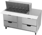 Beverage Air SPED60HC-18M-4 60'' 4 Drawer Counter Height Mega Top Refrigerated Sandwich / Salad Prep Table