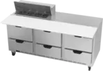 Beverage Air SPED72HC-08C-6 72'' 6 Drawer Counter Height Refrigerated Sandwich / Salad Prep Table with Cutting Top
