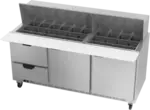 Beverage Air SPED72HC-30M-2 72'' 2 Door 2 Drawer Counter Height Mega Top Refrigerated Sandwich / Salad Prep Table