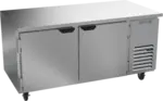 Beverage Air UCF67AHC 67'' 2 Section Undercounter Freezer with 2 Left/Right Hinged Solid Doors and Side / Rear Breathing Compressor