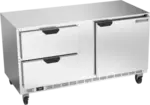 Beverage Air UCFD60AHC-2 60'' 2 Section Undercounter Freezer with 1 Right Hinged Solid Door 2 Drawers and Front Breathing Compressor