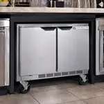 Beverage Air UCR34HC 34'' 2 Section Undercounter Refrigerator with 2 Left/Right Hinged Solid Doors and Side / Rear Breathing Compressor