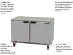 Beverage Air UCR48AHC 48'' 2 Section Undercounter Refrigerator with 2 Left/Right Hinged Solid Doors and Side / Rear Breathing Compressor