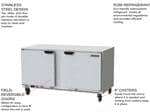 Beverage Air UCR60AHC 60'' 2 Section Undercounter Refrigerator with 2 Left/Right Hinged Solid Doors and Front Breathing Compressor