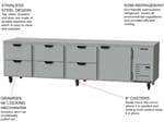 Beverage Air UCRD119AHC-6 119'' 4 Section Undercounter Refrigerator with 1 Right Hinged Solid Door 6 Drawers and Side / Rear Breathing Compressor