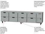 Beverage Air UCRD119AHC-8 119'' 4 Section Undercounter Refrigerator with 8 Drawers and Side / Rear Breathing Compressor