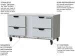 Beverage Air UCRD60AHC-4 60'' 2 Section Undercounter Refrigerator with 4 Drawers and Front Breathing Compressor