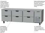 Beverage Air UCRD93AHC-6 93'' 3 Section Undercounter Refrigerator with 6 Drawers and Side / Rear Breathing Compressor